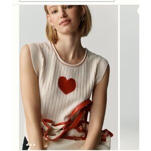 NWT ANTHROPOLOGY Pilcro Heart Crew-Neck Muscle Sweater